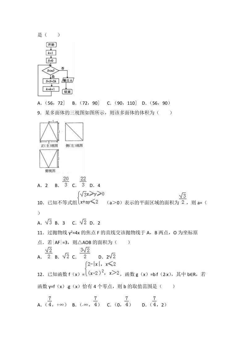 2017年山西省运城市康杰中学高考数学模拟试卷（理科）.doc_第2页