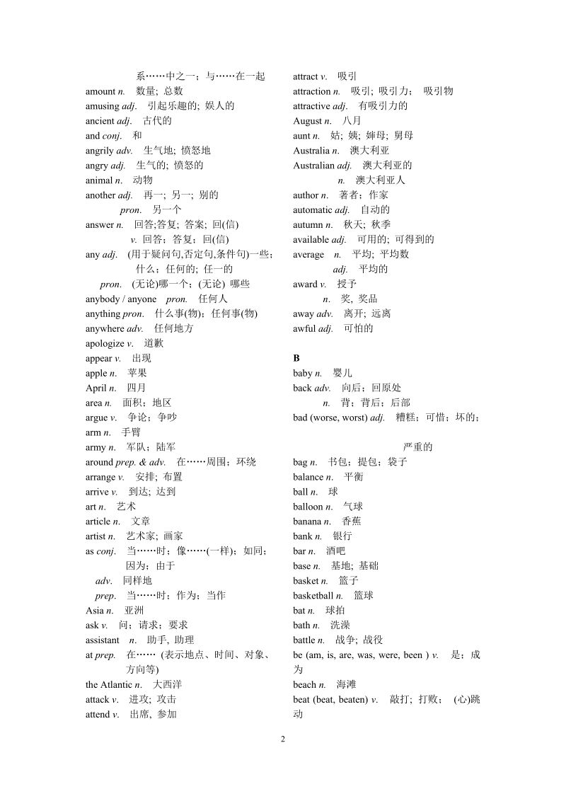 自编2018学年上海市中考英语考纲词汇表.doc_第2页