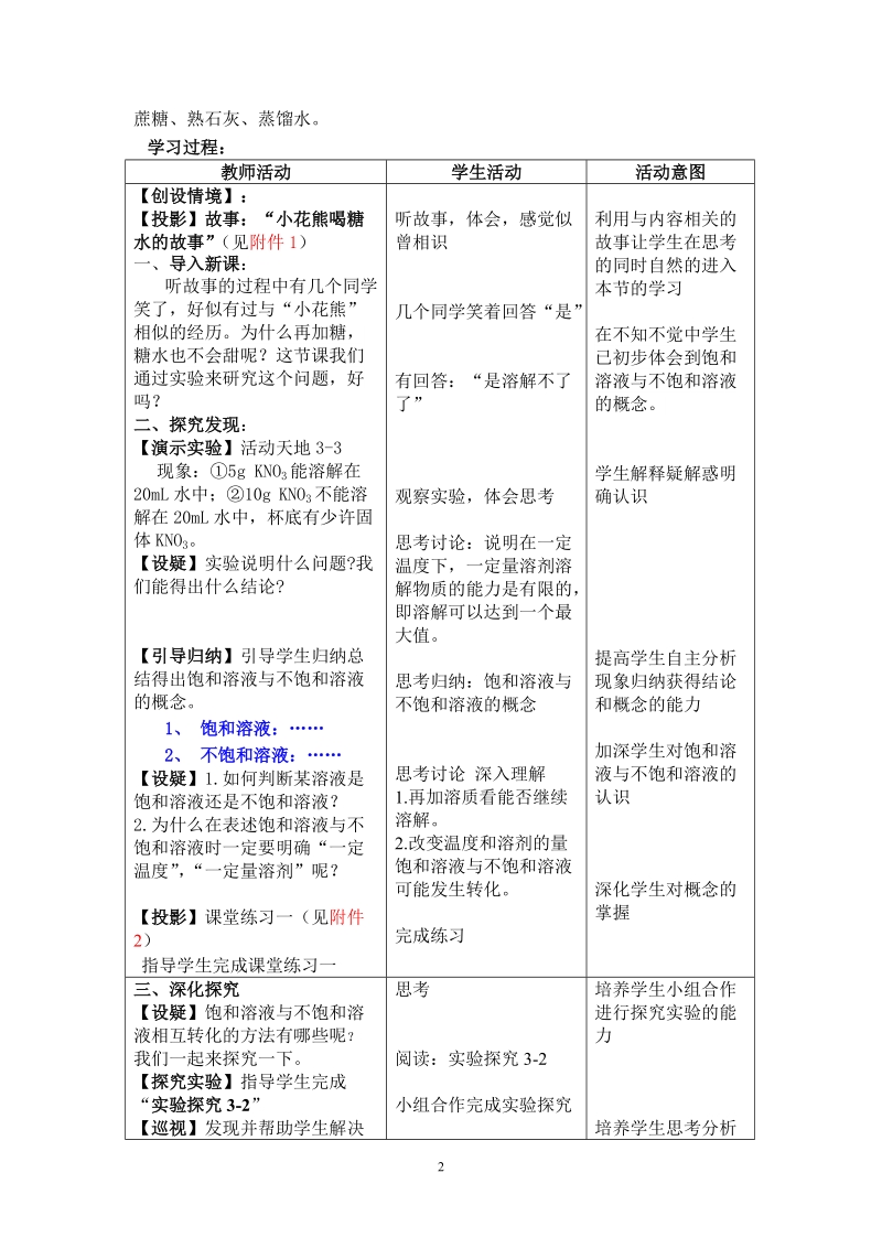 饱和溶液与不饱和溶液教案2012年10月23日.doc_第2页