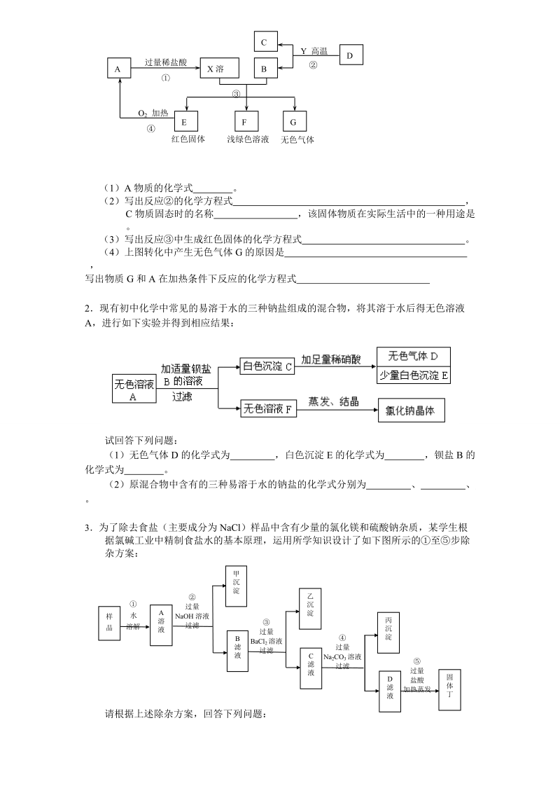 初三化学推断题专项练习(含答案).doc_第2页