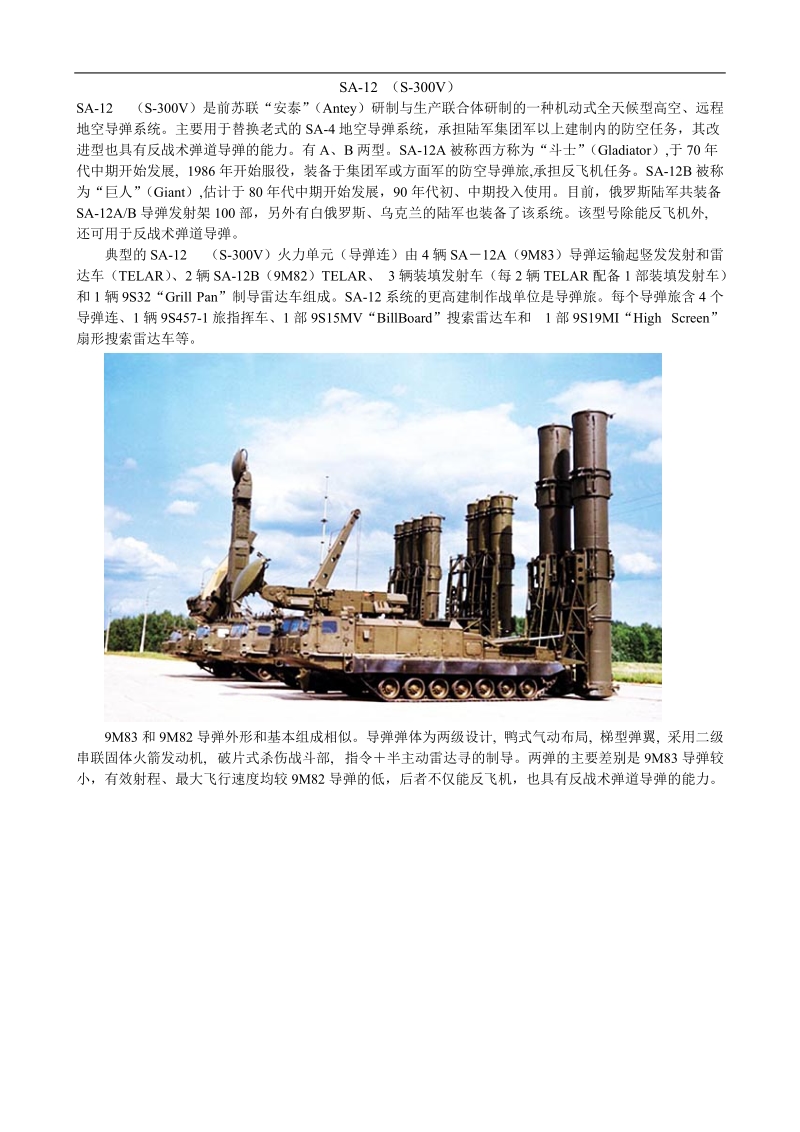 sa-12(s300v)系列防空导 弹系统与珍藏图片大全.doc_第1页