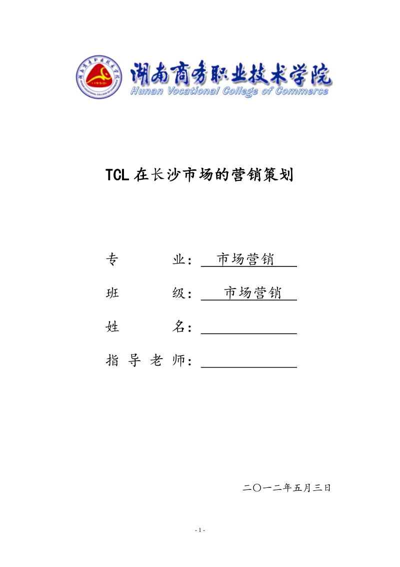 TCL在长沙市场的营销策划.doc_第1页