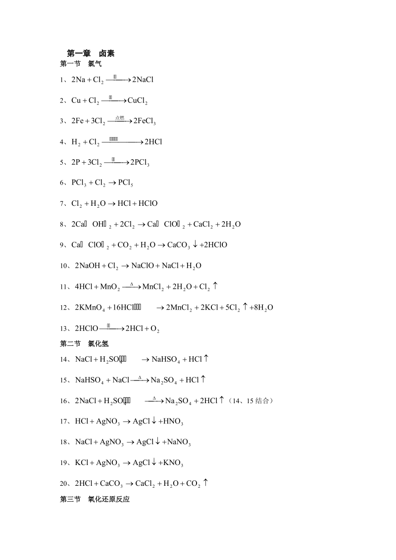 高中化学方程式大全(最最完整版).doc_第1页