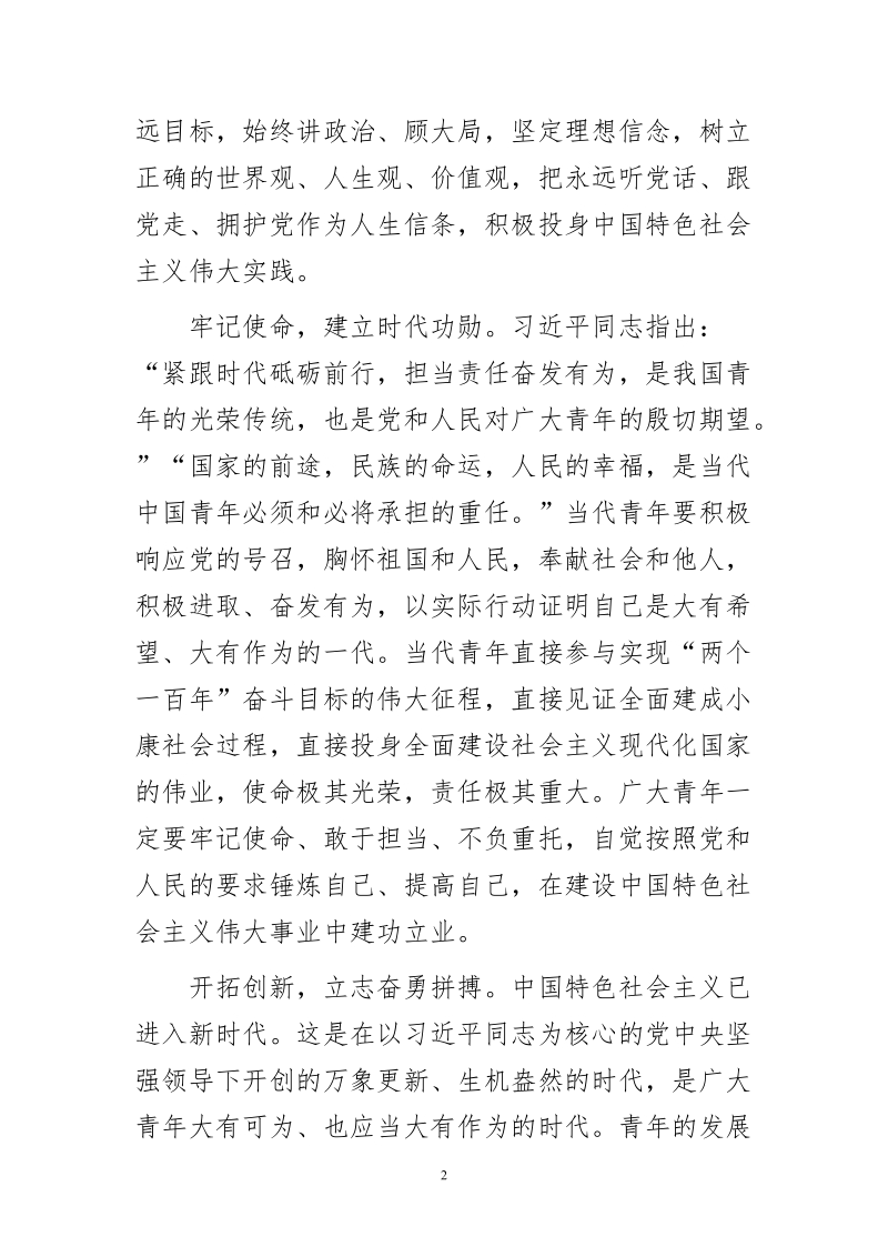 做敢于担当、奋勇拼搏的新时代青年在奋斗中实现青春梦想.doc_第2页