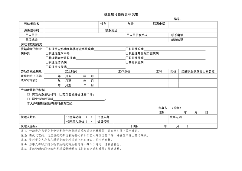 职业病诊断就诊登记表.doc_第1页