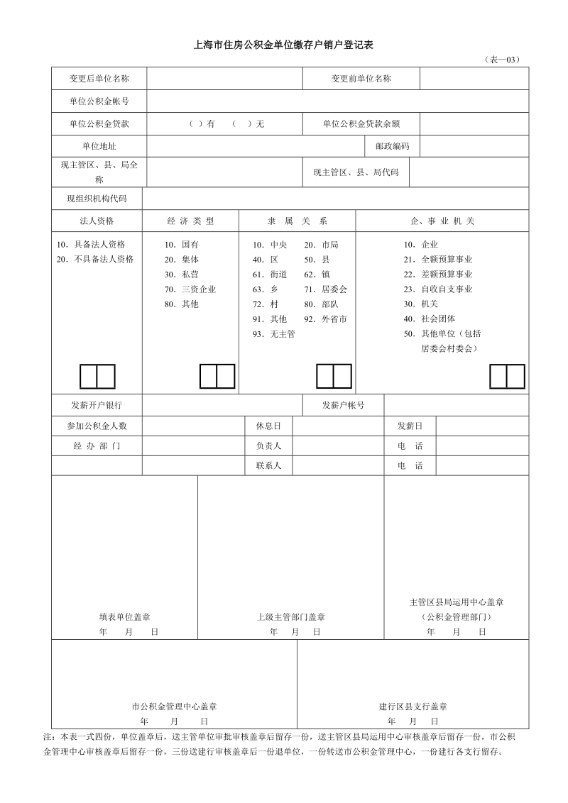 上海市住房公积金单位缴存户销户登记表.doc_第1页