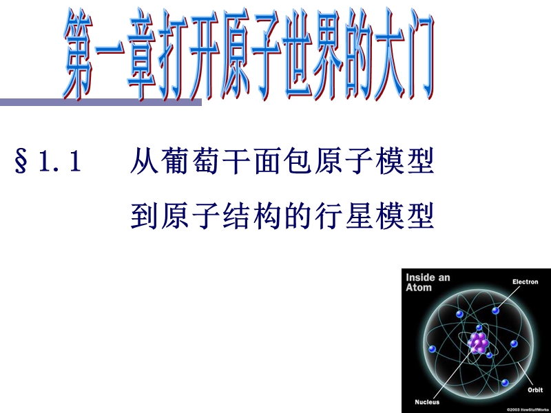 从葡萄干面包原子模型到原子结构的行星模型.ppt_第1页