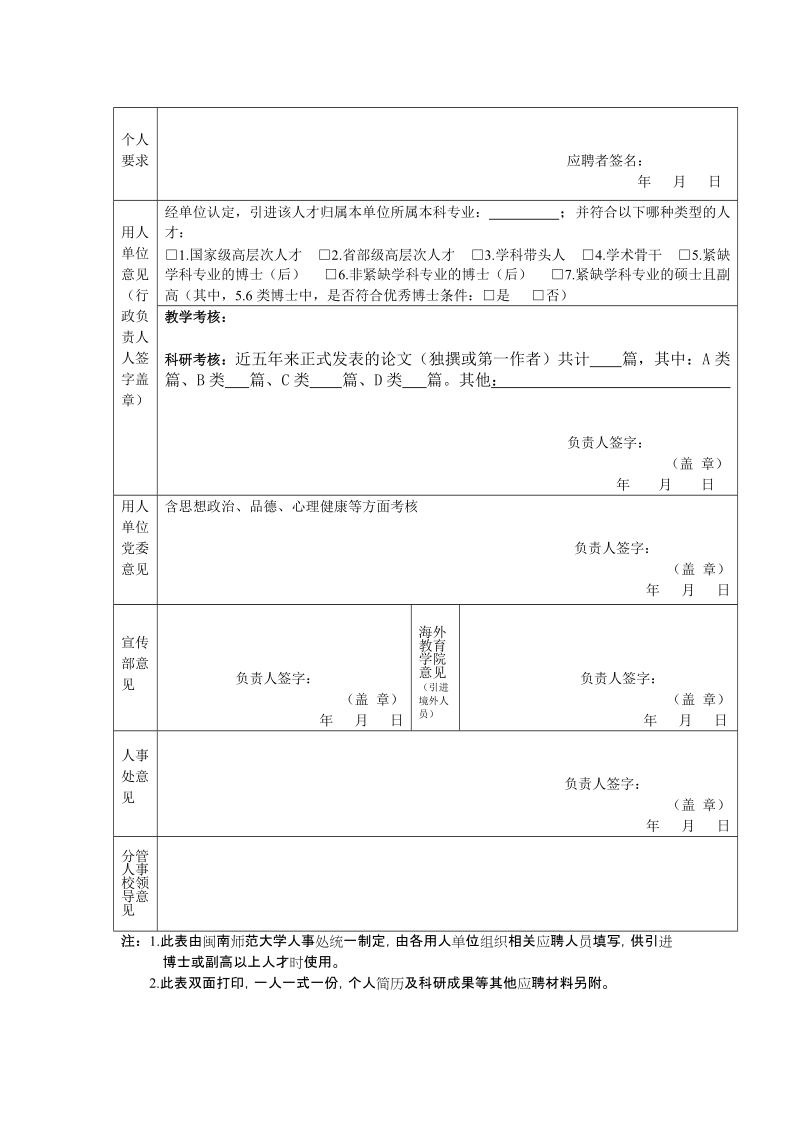 闽南师范大学引进人才登记表.doc_第2页