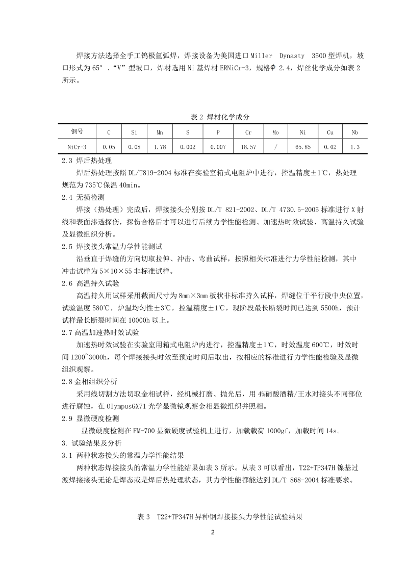 T22+TP347H异种钢焊接接头组织性能研究.doc_第2页