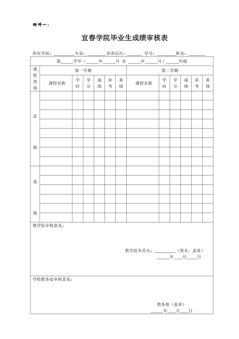 宜春学院毕业生成绩审核表.doc_第1页