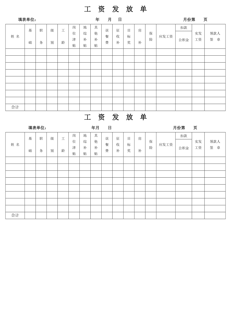 工资发放单凭证式.doc_第1页