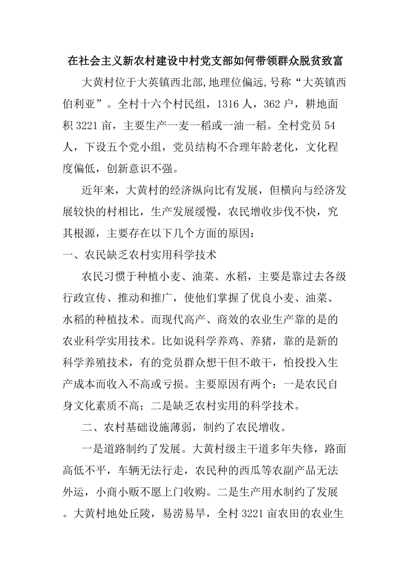 支部如何带领群众脱贫致富材料.doc_第1页