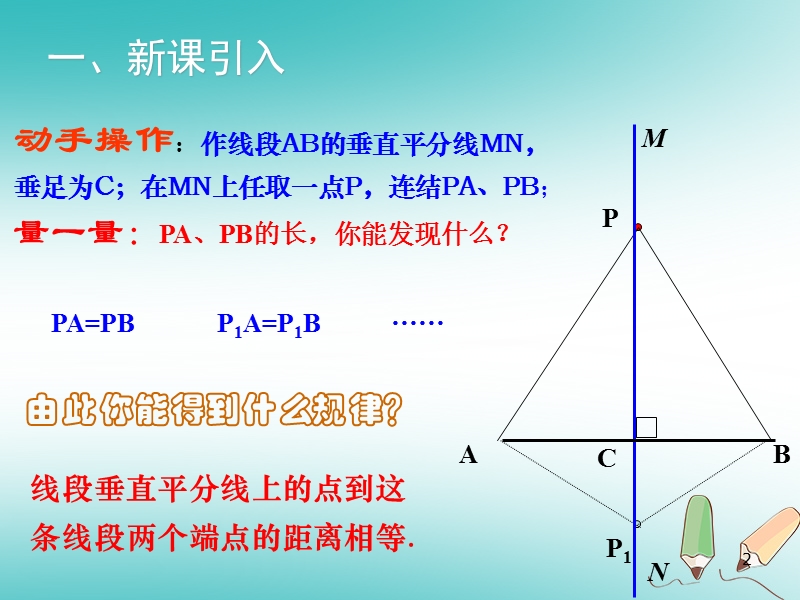 2018年秋八年级数学上册 第15章 轴对称图形与等腰三角形 15.2 线段的垂直平分线教学课件 （新版）沪科版.ppt_第2页