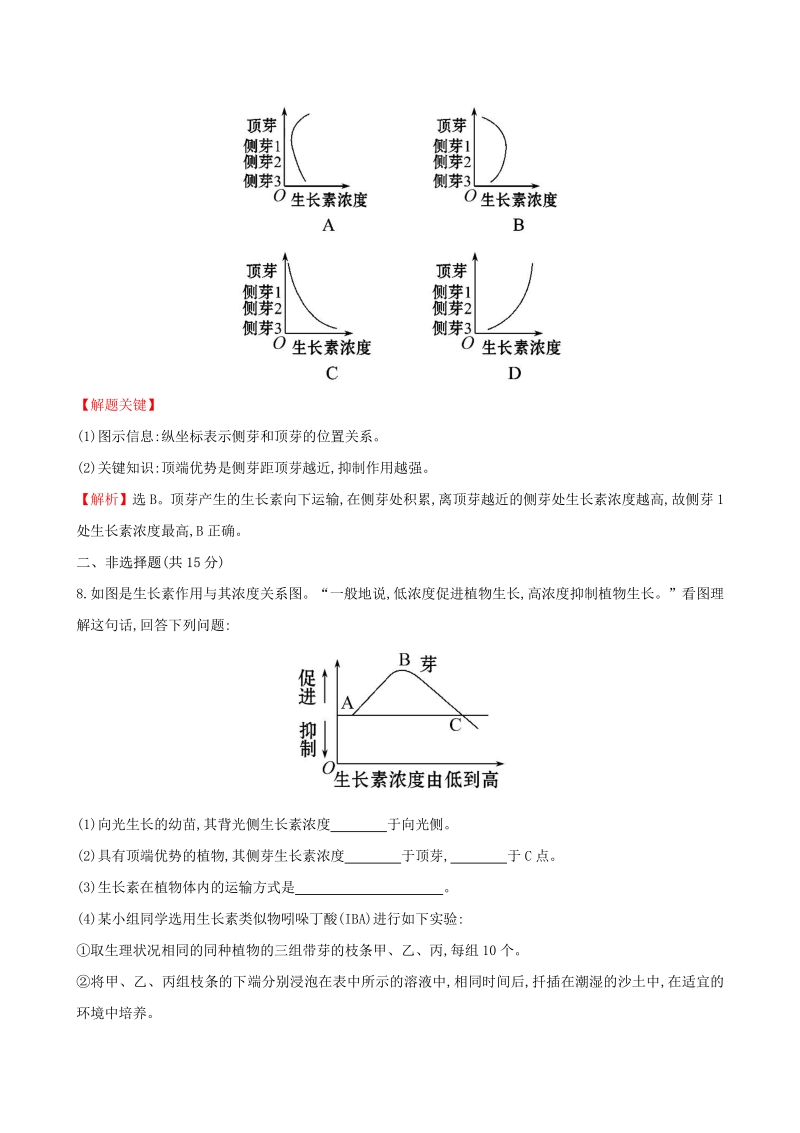 2015高中生物 3.2生长素的生理作用基础巩固训练 新人教版必修3.pdf_第3页