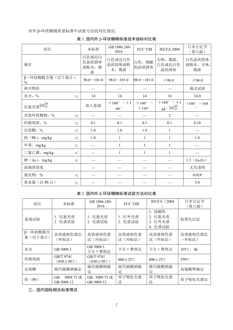 食品安全国家标准食品添加剂环状糊精征求意见稿编制说明.docx_第2页