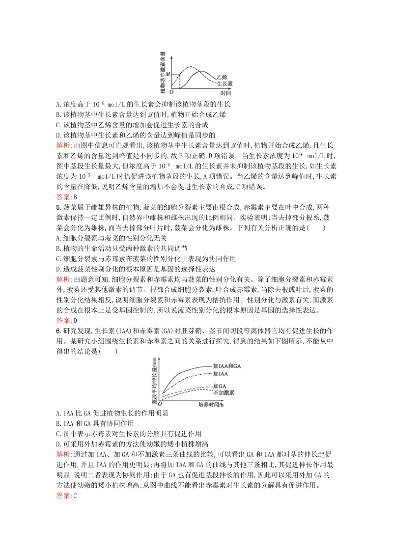 2015-2016学年高中生物 3.3《其他植物激素》课后练（含解析）新人教版必修3.doc_第2页