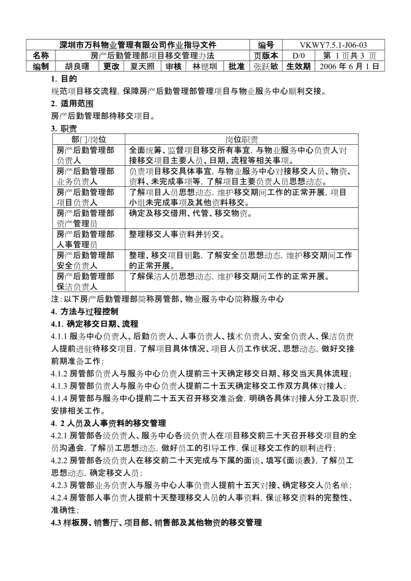 7.5.1-J06-03房产后勤管理部项目移交管理办法.doc_第1页