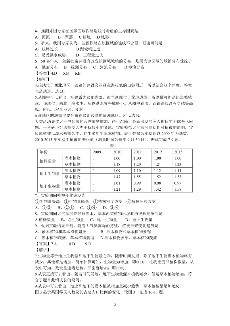 全国高考文综地理试题(解析版)新课标1卷.doc_第2页