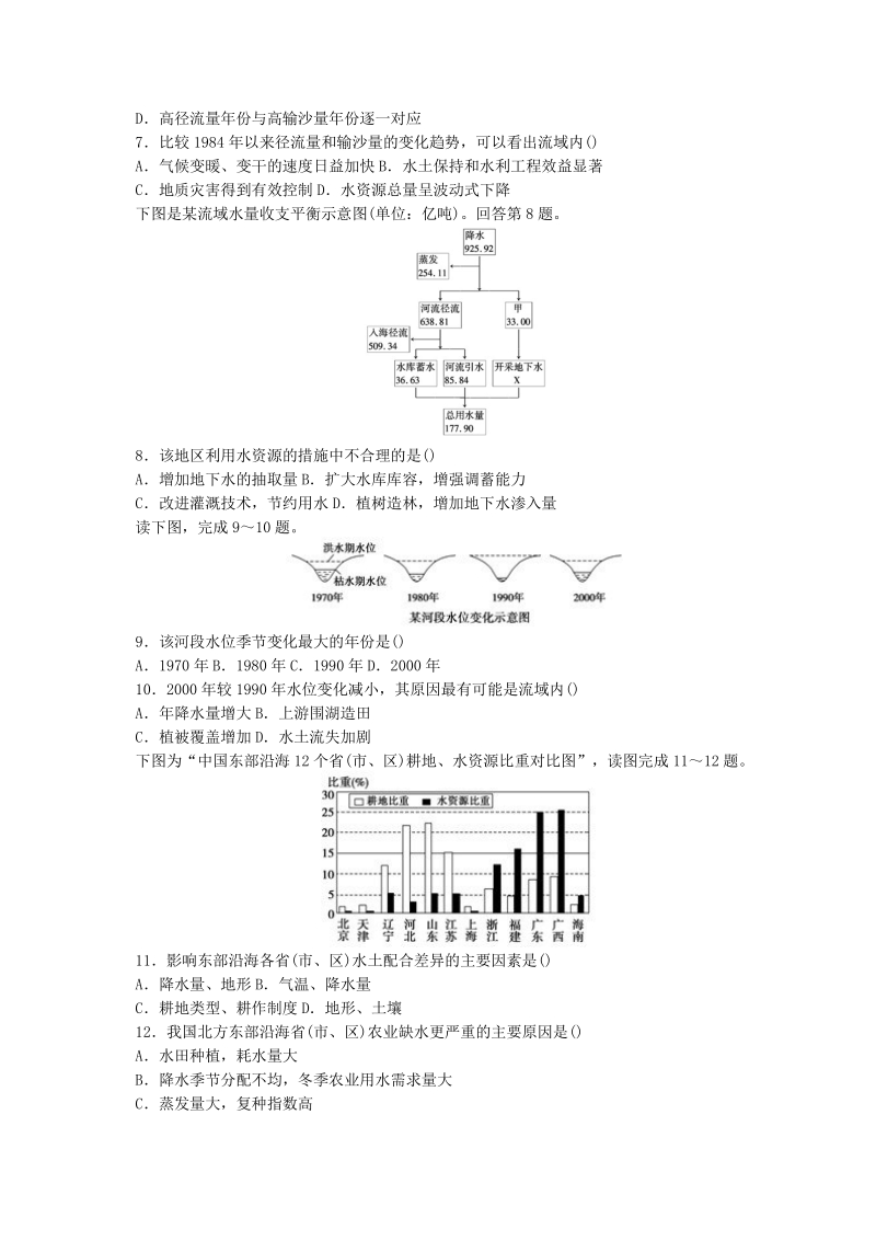 2015年【人教版】高中地理必修一：3.3《水资源的合理利用》测试题（含答案）.pdf_第2页