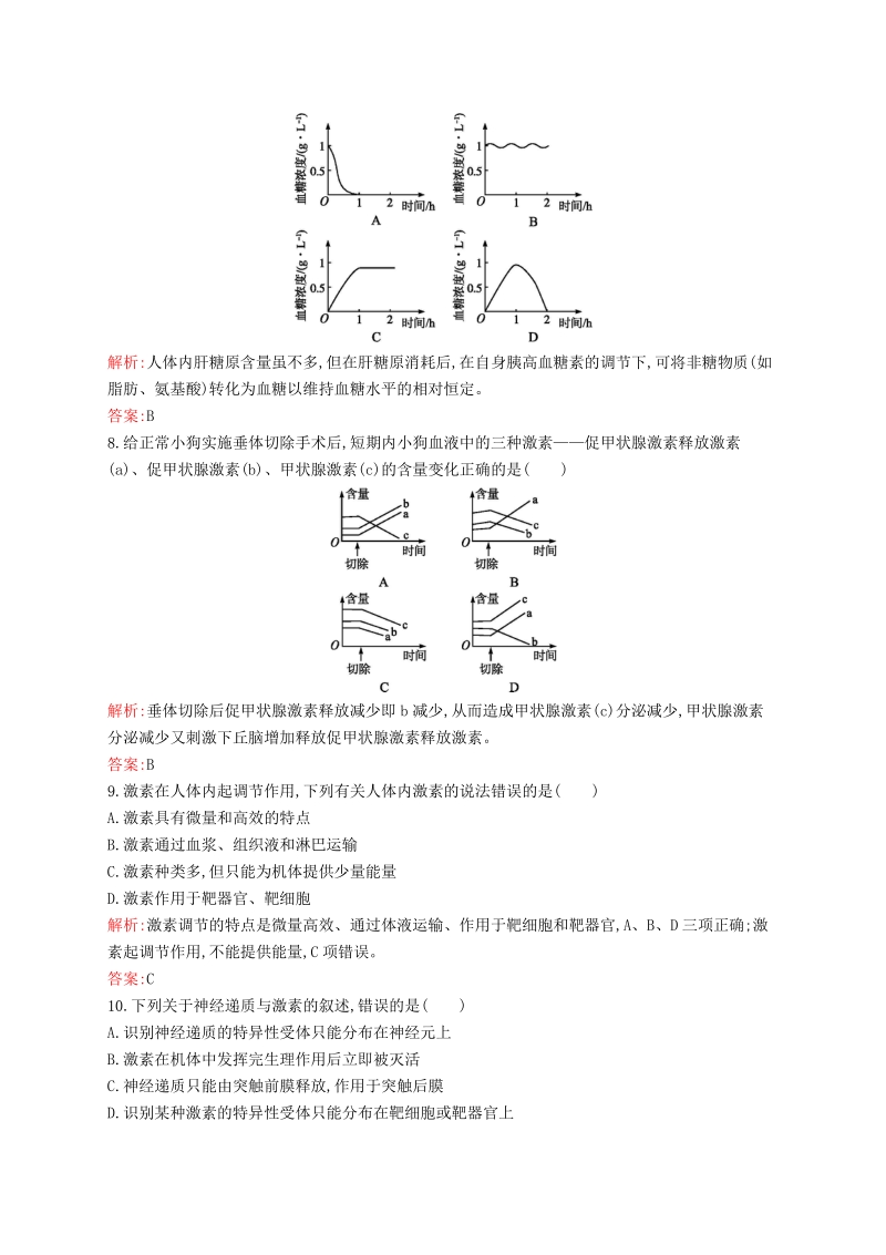 2015-2016学年高中生物 2.2通过激素的调节课后习题 新人教版必修3.pdf_第3页