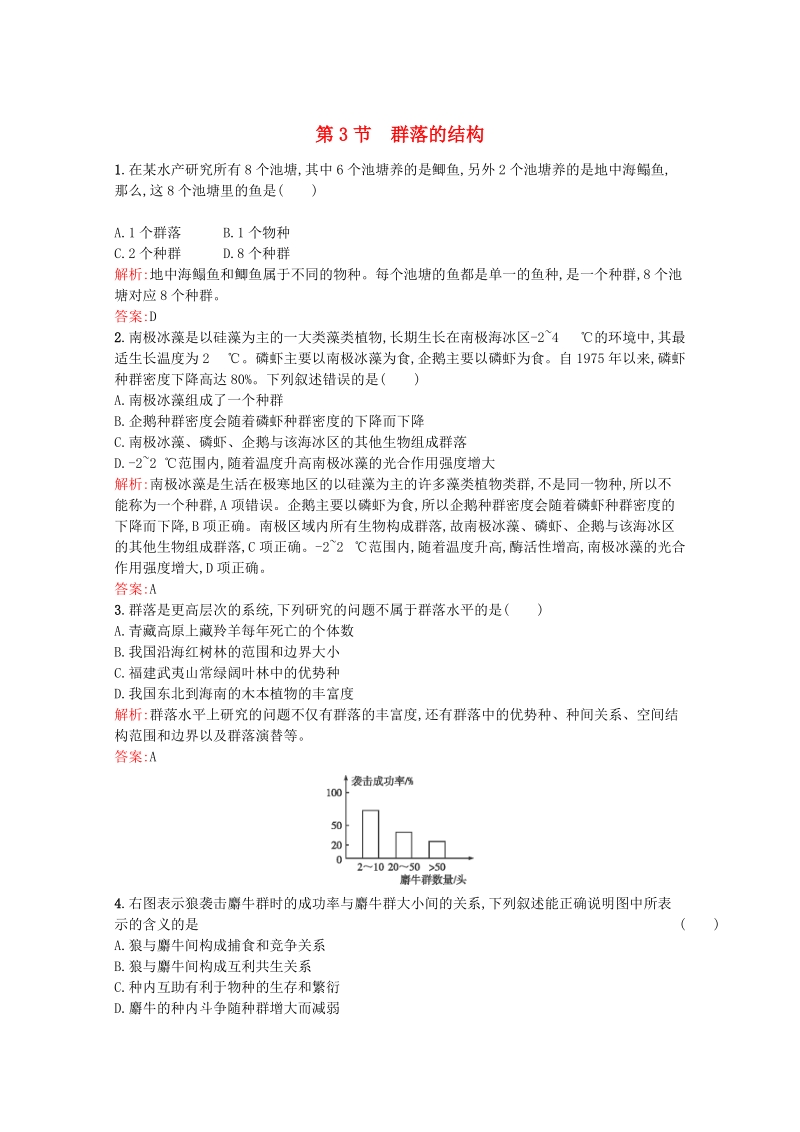 2015-2016学年高中生物 4.3《群落的结构》课后练（含解析）新人教版必修3.doc_第1页