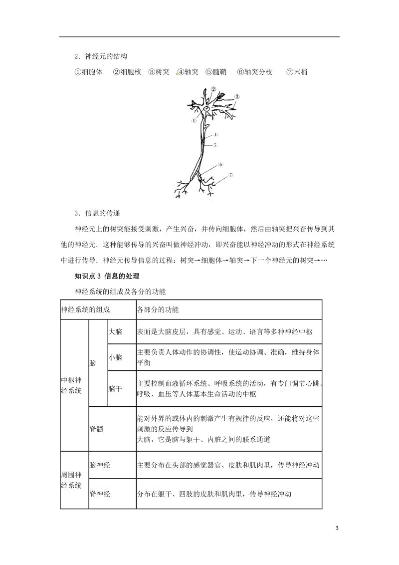 八年级科学上册 第3章 生命活动的调节复习知识点归纳 （新版）浙教版.doc_第3页