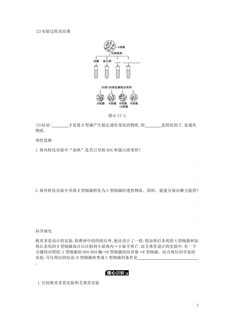 2019届高考生物一轮复习 第6单元 遗传的分子基础听课学案.doc_第2页