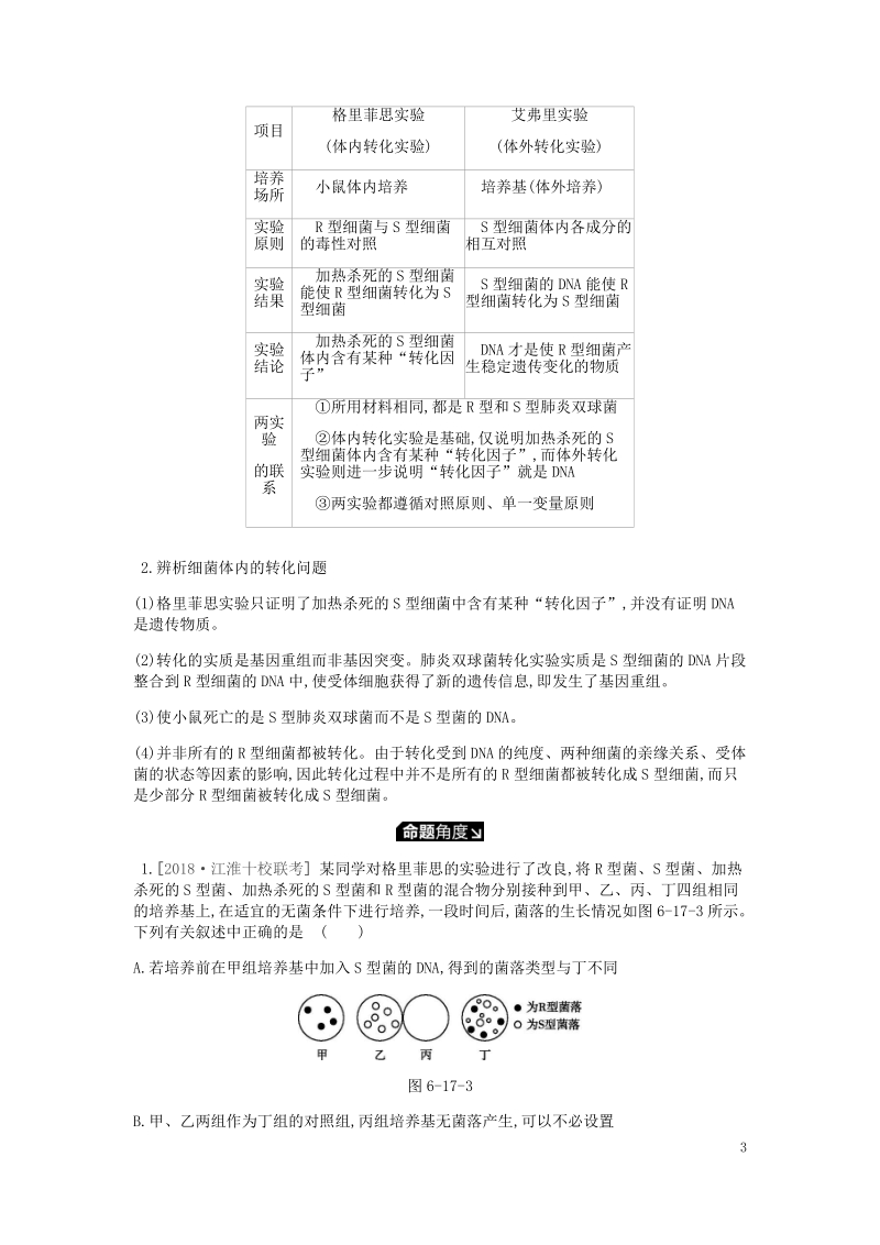 2019届高考生物一轮复习 第6单元 遗传的分子基础听课学案.doc_第3页