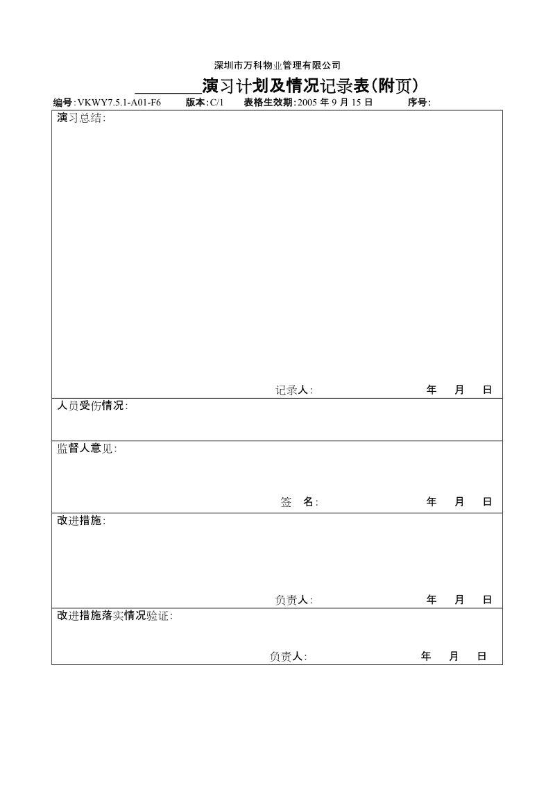 7.5.1-A01-F6 演习计划及情况登记表.doc_第2页