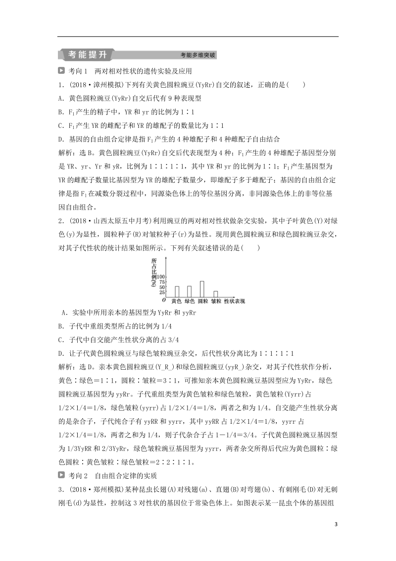 2019届高考生物一轮复习 第五单元 遗传的基本规律与伴性遗传 第16讲 基因的自由组合定律学案.doc_第3页