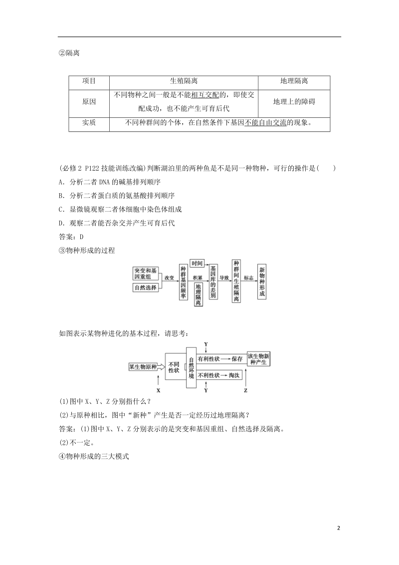 2019届高考生物一轮复习 第七单元 生物的变异、育种和进化 第24讲 现代生物进化理论学案.doc_第2页