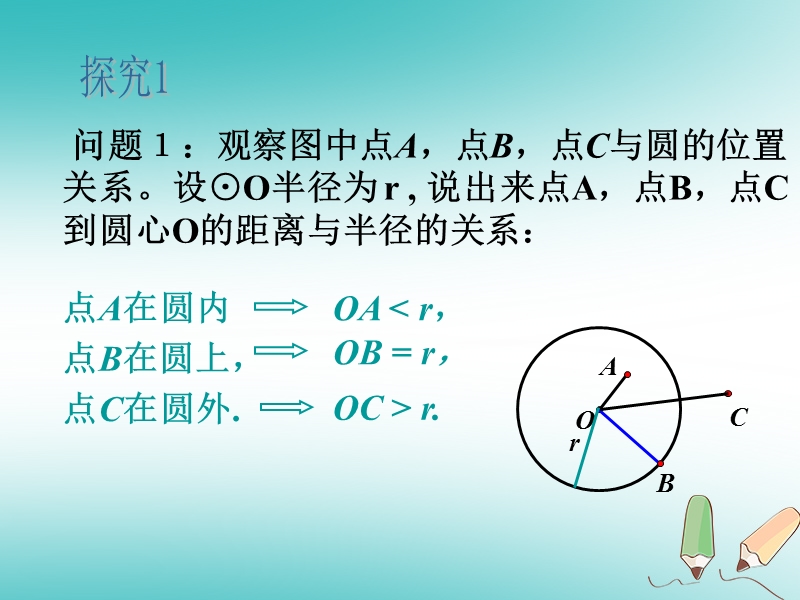 内蒙古鄂伦春自治旗九年级数学上册 第二十四章 圆 24.2 点和圆、直线和圆的位置关系 24.2.1 点和圆的位置关系课件 （新版）新人教版.ppt_第2页