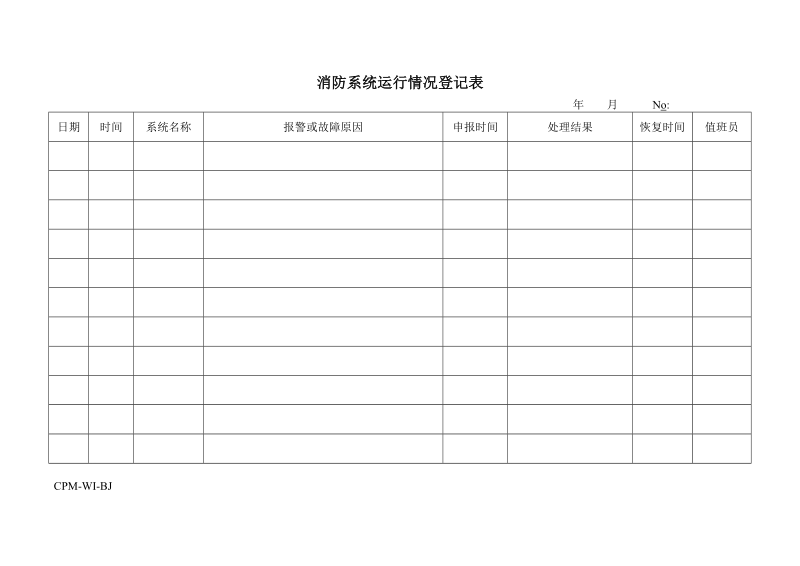 消防系统运行情况登记表.doc_第1页