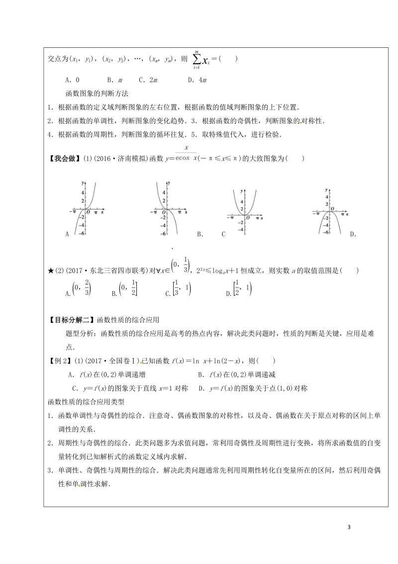 山东省胶州市2018届高考数学二轮复习 专题 函数的图象和性质学案（无答案）文.doc_第3页