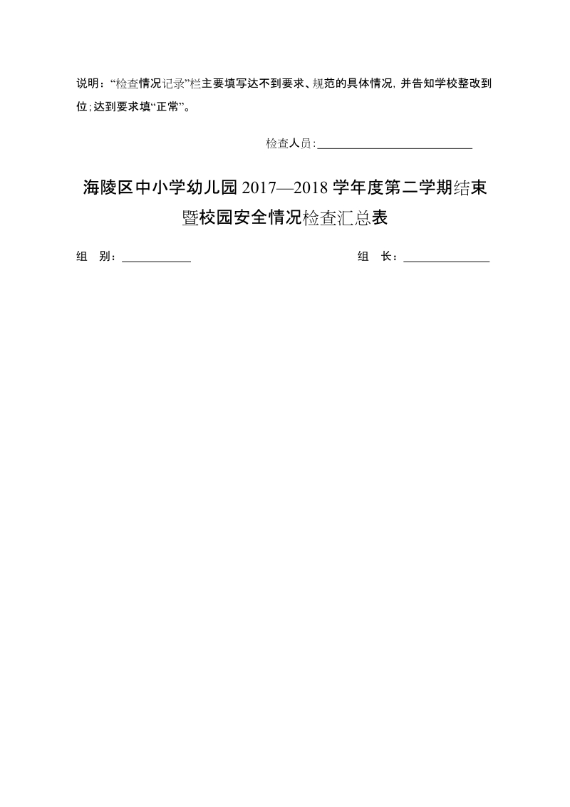 2018学年度第二学期结束暨校园安全情况检查记录表.doc_第2页