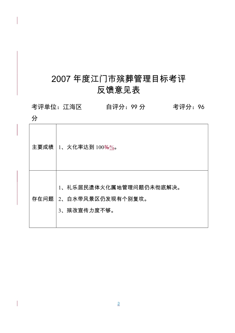 2004年度江门市殡葬管理工作目标考评反馈意见表.doc_第2页