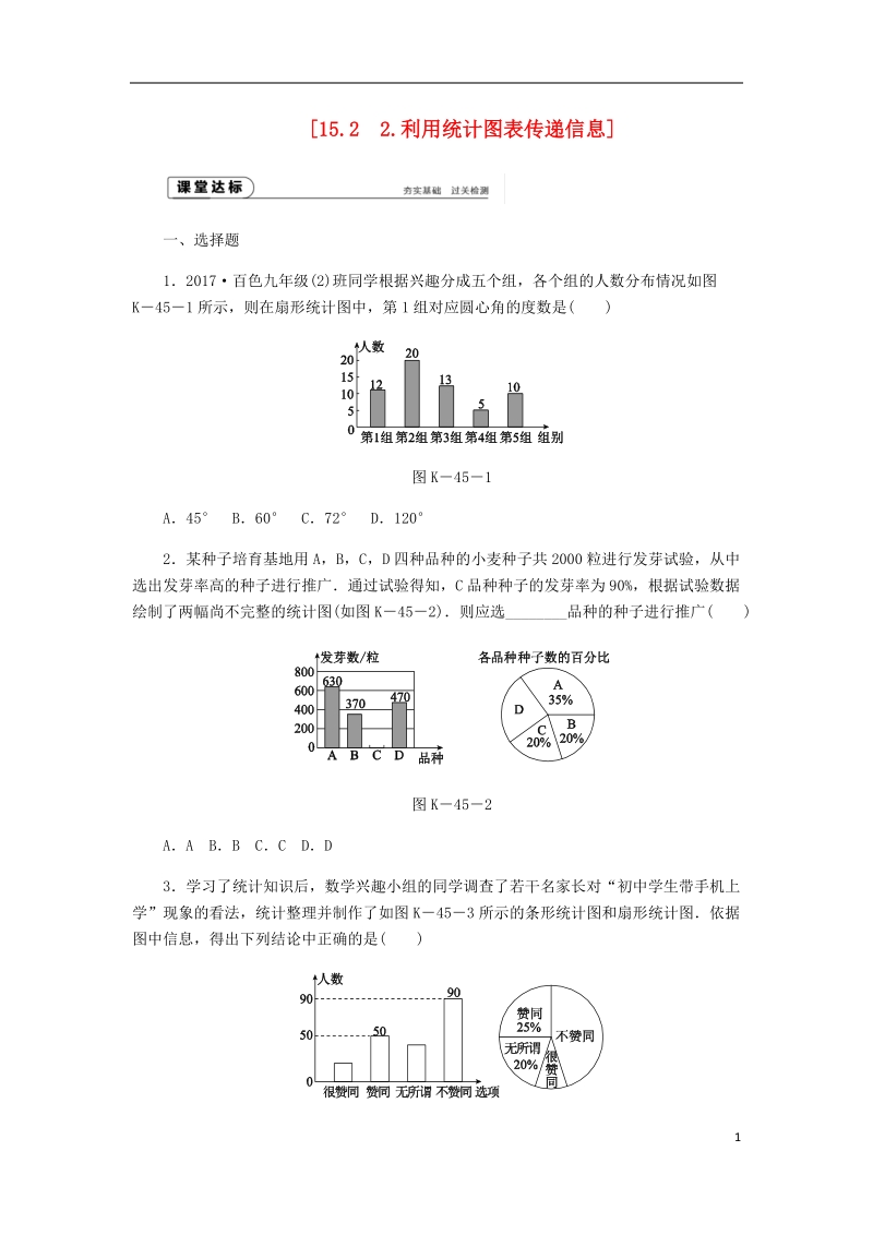 2018年秋八年级数学上册第15章数据的收集与表示15.2数据的表示2利用统计图表传递信息作业新版华东师大版.doc_第1页