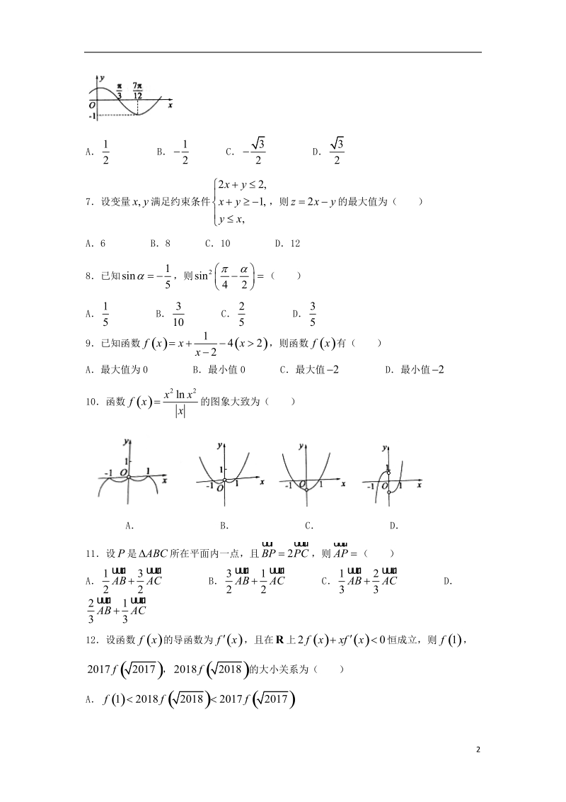 山东省滨州市2018届高三数学上学期期中试题文.doc_第2页