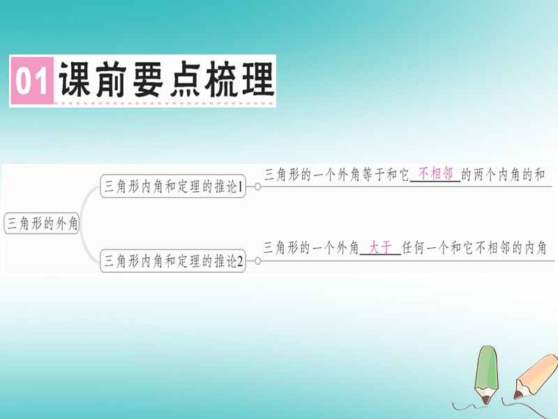 广东专版2018年秋八年级数学上册第七章平行线的证明7.5三角形内角和定理2习题讲评课件新版北师大版.ppt_第2页