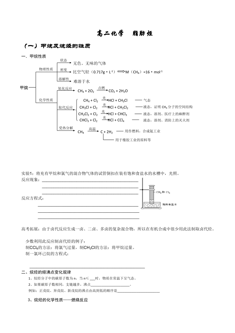 高二化学---脂肪烃.docx_第1页