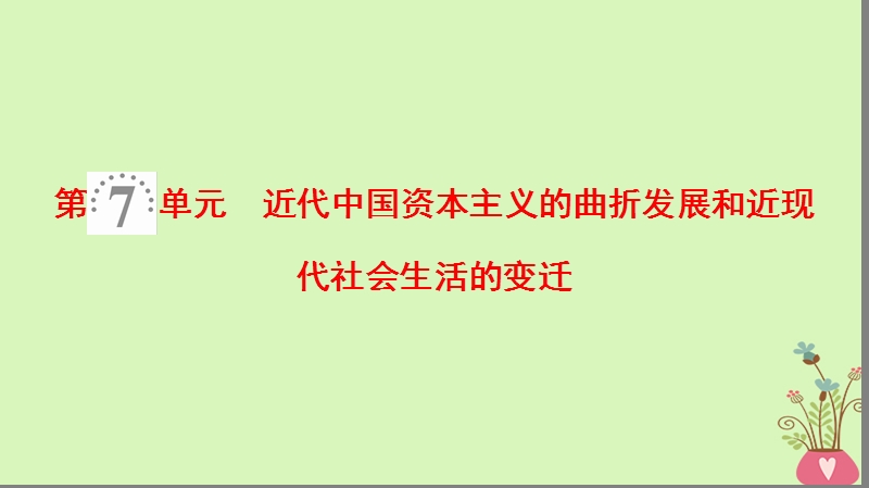 2019版高考历史一轮复习第7单元近代中国资本主义的曲折发展和近现代社会生活的变迁第14讲近代中国资本主义的曲折发展课件北师大版.ppt_第1页