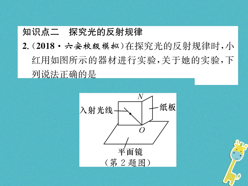 2018年八年级物理全册第4章第1节光的反射第2课时光的反射定律习题课件新版沪科版.ppt_第3页