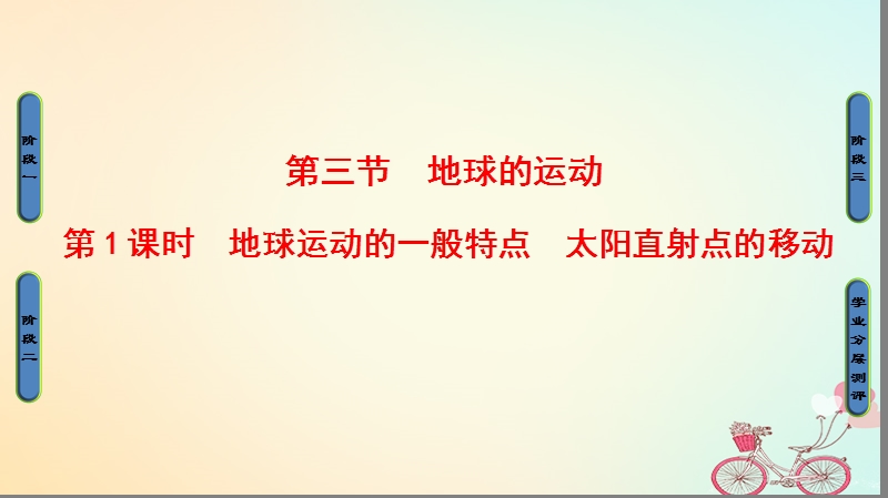 2018版高中地理第1章行星地球第3节第1课时地球运动的一般特点　太阳直射点的移动课件新人教版必修.ppt_第1页