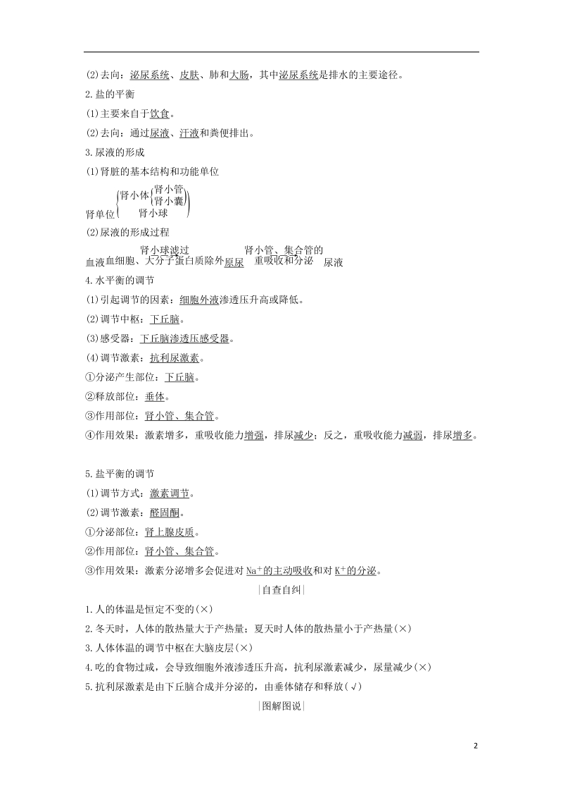 2018_2019版高中生物第二章生物的个体稳态第一节第2课体温调节水盐调节学案苏教版必修.doc_第2页