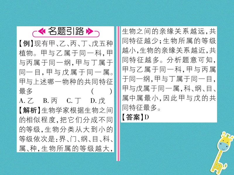 2018年八年级生物上册第6单元第1章第2节从种到界练习课件新版新人教版20180705365.ppt_第3页