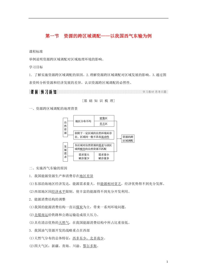 2018_2019高中地理第五章区际联系与区域协调发展第一节资源的跨区域调配──以我国西气东输为例学案新人教版必修.doc_第1页