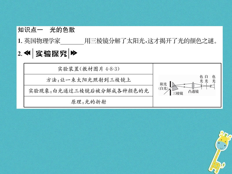 2018年八年级物理上册第4章第8节走进彩色世界作业课件新版教科版.ppt_第2页