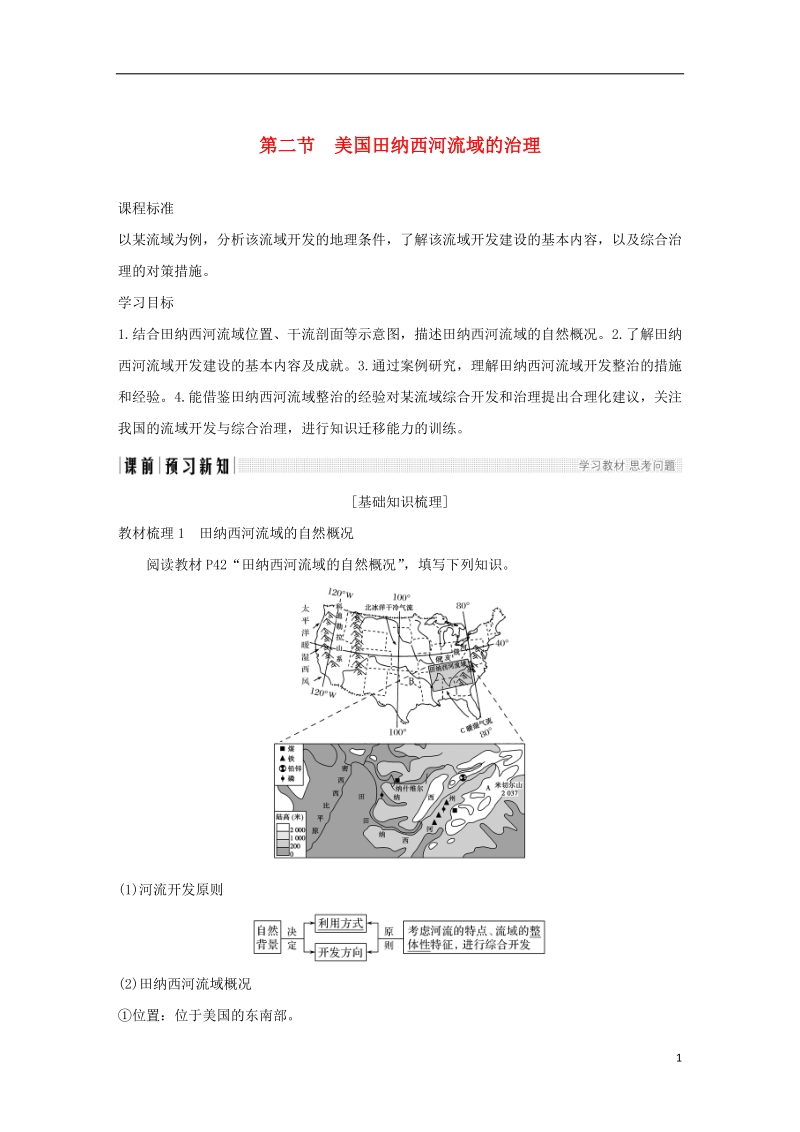 2018_2019版高中地理第二章区域可持续发展区域地理环境和人类活动第二节美国田纳西河流域的治理学案中图版必修.doc_第1页