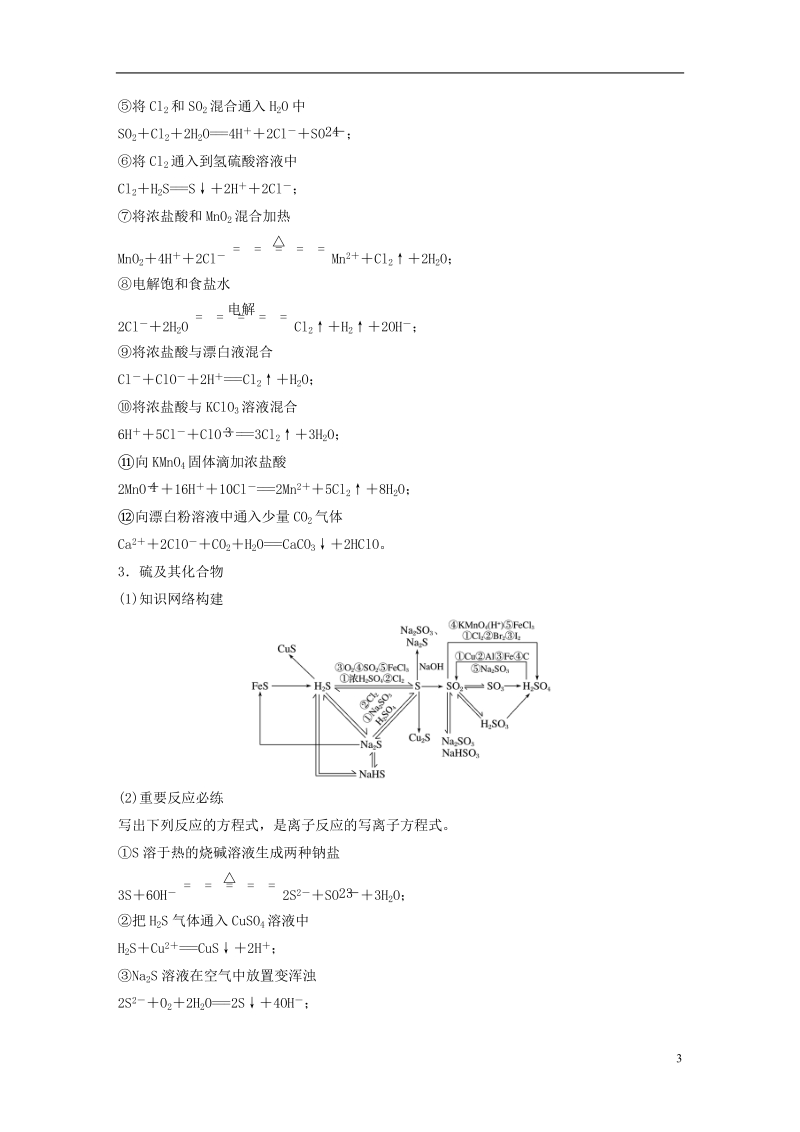 2019版高考化学一轮复习第四章非金属及其化合物本章知识系统及重要化学方程式的再书写学案.doc_第3页