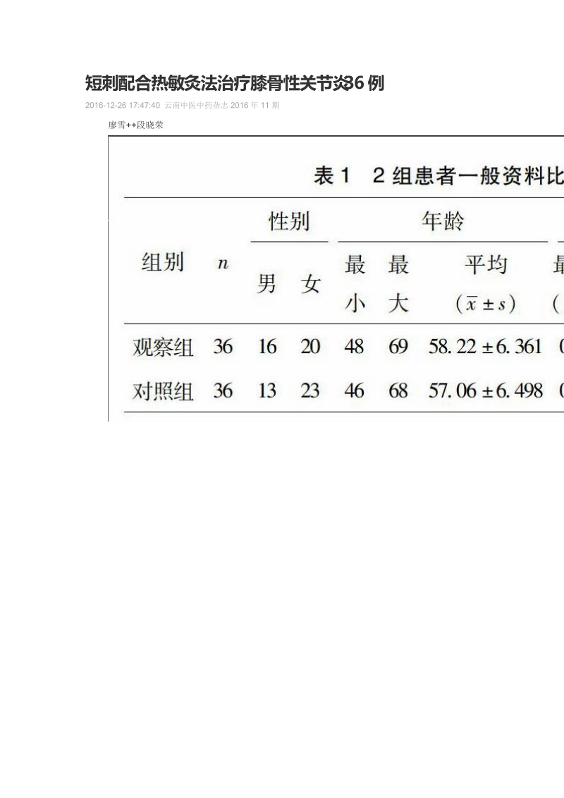 短刺配合热敏灸法治疗膝骨性关节炎36例.doc_第1页